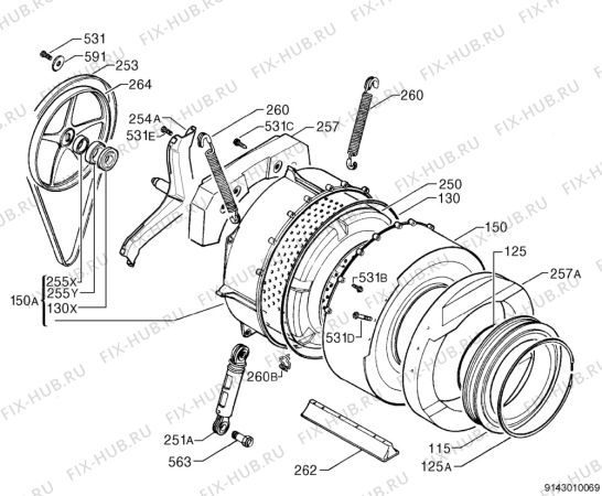 Взрыв-схема стиральной машины Zanussi FLS1072 - Схема узла Functional parts 267