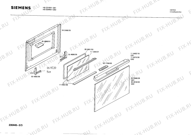 Схема №1 HB031454 с изображением Панель для плиты (духовки) Siemens 00115593