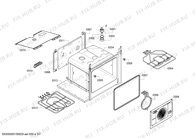 Взрыв-схема плиты (духовки) Bosch HCE748321W - Схема узла 03