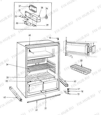 Взрыв-схема холодильника Unknown D150 - Схема узла C20 Cabinet  B