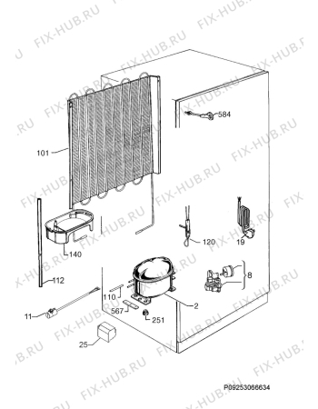 Взрыв-схема холодильника Electrolux FI22/111C - Схема узла Cooling system 017