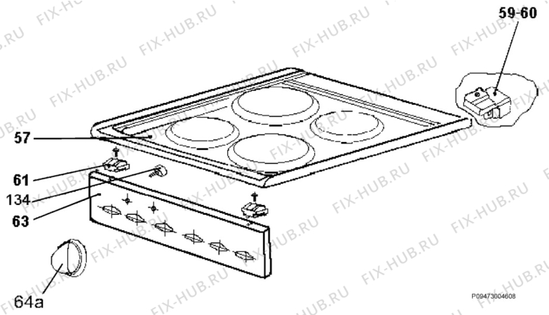 Взрыв-схема плиты (духовки) Faure CEC476W - Схема узла Section 4