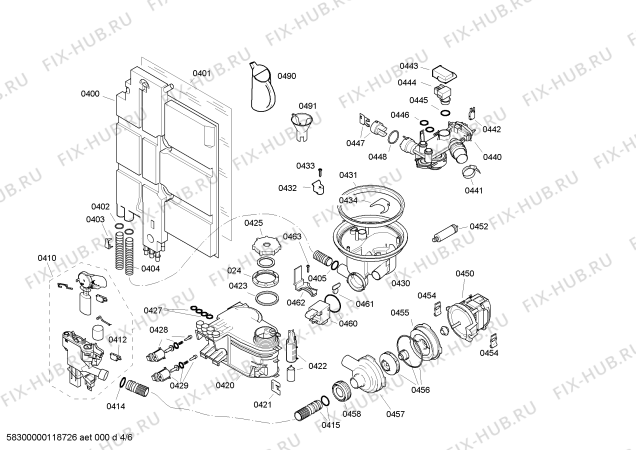 Взрыв-схема посудомоечной машины Bosch SGI55M45EU - Схема узла 04