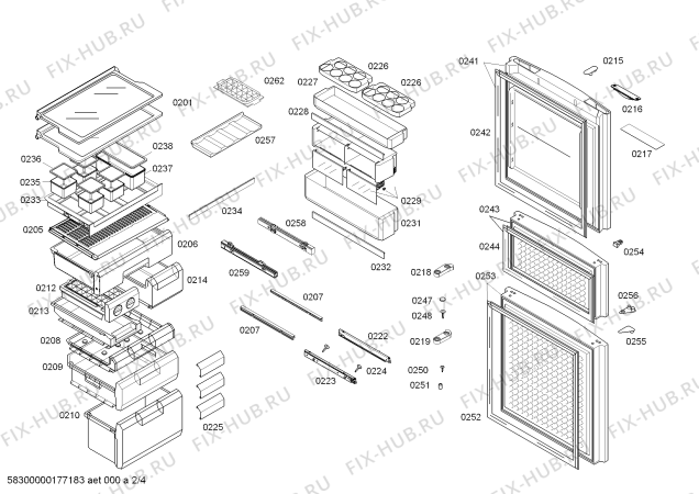 Взрыв-схема холодильника Siemens KK28A48S0W - Схема узла 02