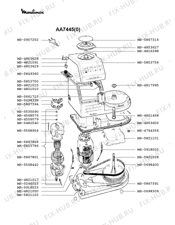 Взрыв-схема кухонного комбайна Moulinex AA7445(0) - Схема узла WP000183.2P3