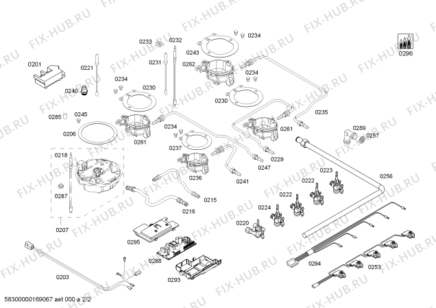 Схема №2 T26R86N0 ENC.T26R86N0 4G+1W RE-IG(BAND) NE70F IH5 с изображением Светодиодный модуль для плиты (духовки) Bosch 00628188