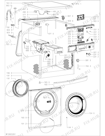 Схема №1 WAK 7400 с изображением Запчасть для стиралки Whirlpool 481011082977