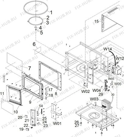 Схема №1 MO-200DCE-UR (150306, WD800DI-320C (A) с изображением Клавиша для свч печи Gorenje 154872