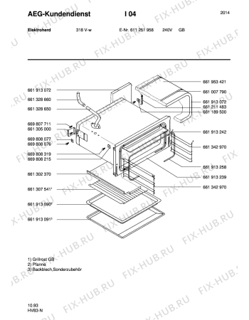 Взрыв-схема плиты (духовки) Aeg 318V-W GB - Схема узла Section3