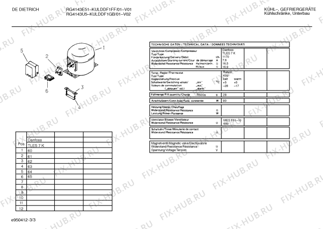 Схема №2 KURDDH2GB De Dietrich RG 4150 U6 с изображением Крышка для холодильной камеры Bosch 00289981