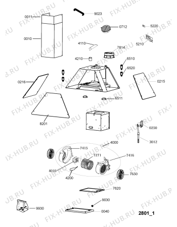 Схема №1 208302404402 PRF0007 с изображением Стекло для вытяжки Whirlpool 480122102311