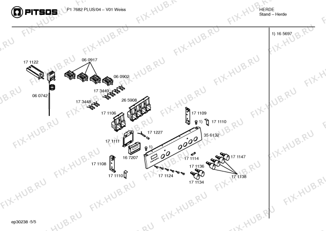 Схема №4 P17682PLUS с изображением Панель управления для плиты (духовки) Bosch 00356132