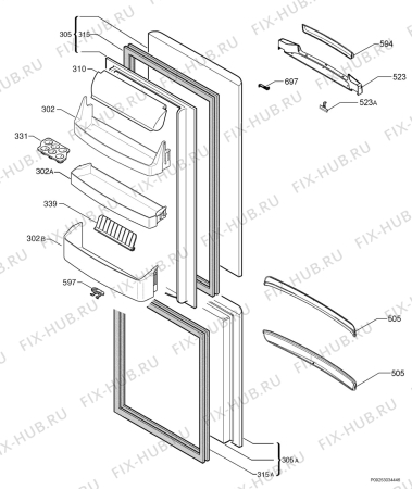 Взрыв-схема холодильника Electrolux ERA36502W8 - Схема узла Door 003