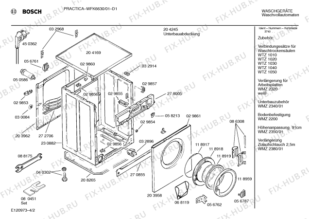 Взрыв-схема стиральной машины Bosch WFK6630 PRACTICA WFK6630 - Схема узла 02