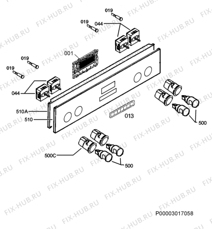 Взрыв-схема плиты (духовки) Aeg Electrolux E8931-7-M - Схема узла Command panel 037