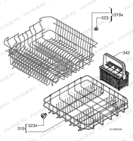 Взрыв-схема посудомоечной машины Tricity Bendix CDW101 - Схема узла Basket 160