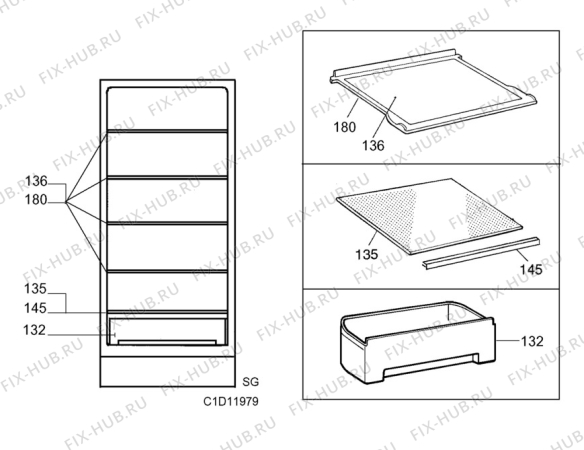 Взрыв-схема холодильника Electrolux ER2806C - Схема узла C10 Interior