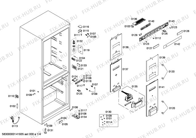 Схема №1 P1KNB4626A с изображением Дверь для холодильной камеры Bosch 00246439