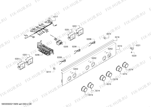 Взрыв-схема плиты (духовки) Bosch HKA054020W - Схема узла 02