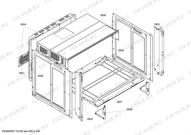 Взрыв-схема плиты (духовки) Bosch HBN21R150J - Схема узла 05