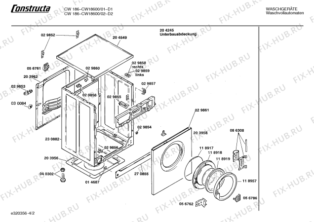 Взрыв-схема стиральной машины Constructa CW18600 CW1860 - Схема узла 02