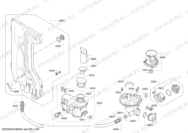Взрыв-схема посудомоечной машины Bosch SMV24AX03E Silence - Схема узла 04