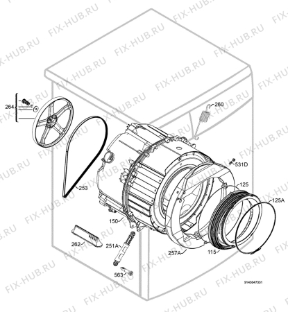 Взрыв-схема стиральной машины Electrolux EWF107410W - Схема узла Functional parts 267