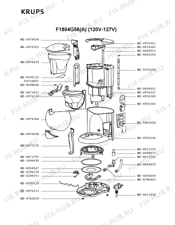 Взрыв-схема кофеварки (кофемашины) Krups F1804G56(A) - Схема узла OP002392.8P2