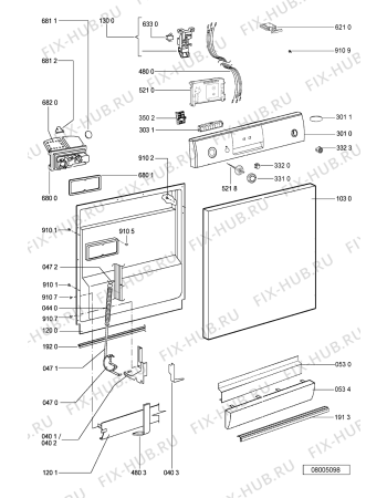 Схема №1 ADP 4552 WHM с изображением Обшивка для посудомоечной машины Whirlpool 481245372768