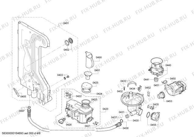 Взрыв-схема посудомоечной машины Bosch SMU50D02SK AquaStop - Схема узла 04