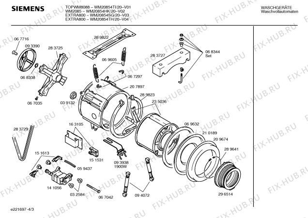 Схема №4 WM20551TH EXTRA500 с изображением Рамка для стиралки Siemens 00356501