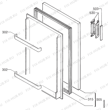Взрыв-схема холодильника Electrolux ER6421T - Схема узла Door 003