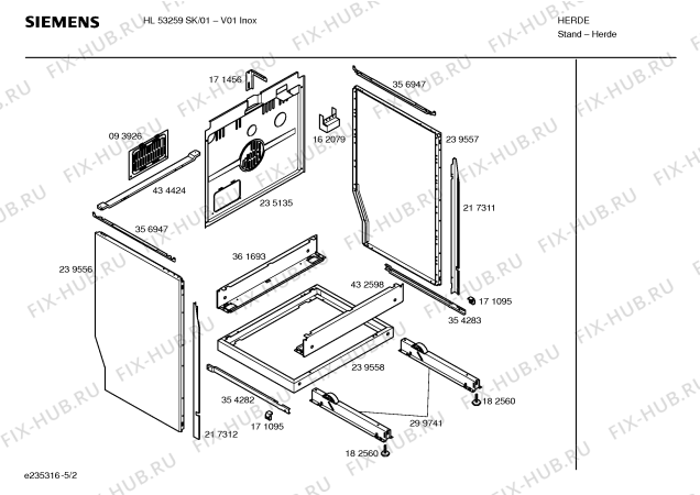 Схема №4 HL53259SK с изображением Инструкция по эксплуатации для плиты (духовки) Siemens 00590753
