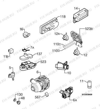 Взрыв-схема посудомоечной машины Arthurmartinelux ASF64021 - Схема узла Electrical equipment 268