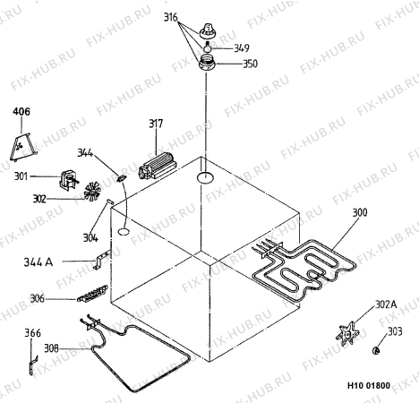 Взрыв-схема плиты (духовки) Electrolux AOB304B - Схема узла Functional parts