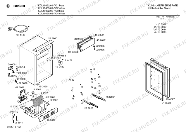 Взрыв-схема холодильника Bosch KDL19465 - Схема узла 02