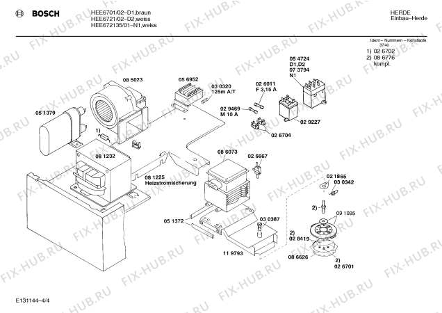 Взрыв-схема плиты (духовки) Bosch HEE672135 - Схема узла 04