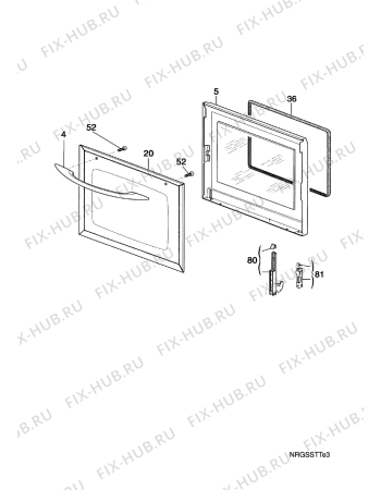 Взрыв-схема плиты (духовки) Electrolux EK6541W1  4G+F.EL.M. - Схема узла Door 003