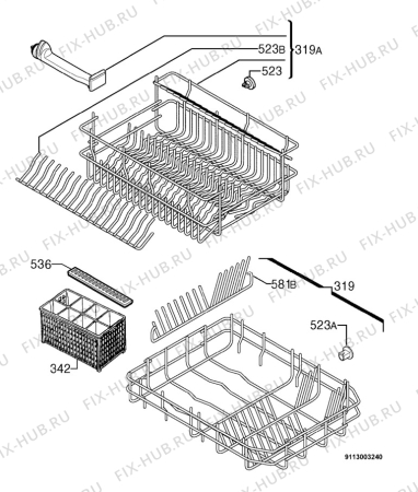 Взрыв-схема посудомоечной машины Arthurmartinelux ASI4230ALU - Схема узла Basket 160