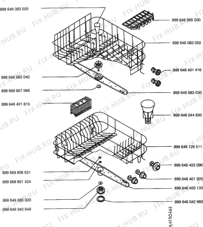 Взрыв-схема посудомоечной машины Zoppas PB74N - Схема узла Section 3