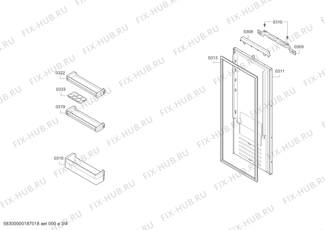 Взрыв-схема холодильника Constructa CK841EF30 - Схема узла 03