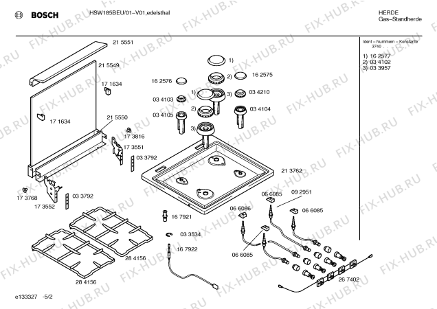 Взрыв-схема плиты (духовки) Bosch HSW185BEU - Схема узла 02