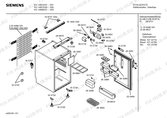 Схема №2 KU14N02 с изображением Декоративная рамка для холодильника Siemens 00234397