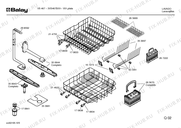 Взрыв-схема посудомоечной машины Balay 3VS467B VS467 - Схема узла 06
