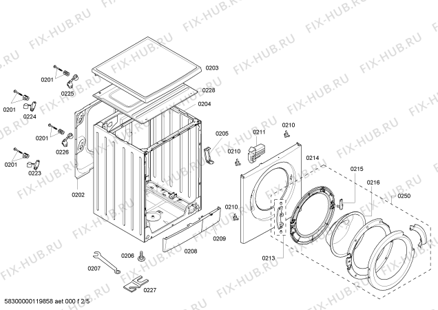 Взрыв-схема стиральной машины Siemens WM14S44AOE advantiq made in Germany S14.44 - Схема узла 02