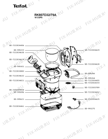 Схема №1 RK807D32/79A с изображением Запчасть для электропароварки Tefal US-7222034456