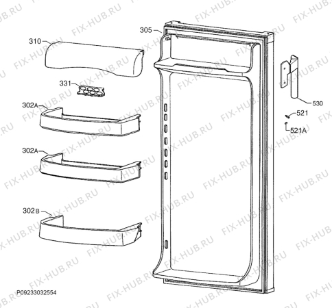 Взрыв-схема холодильника Aeg S32500KSW0 - Схема узла Door 003