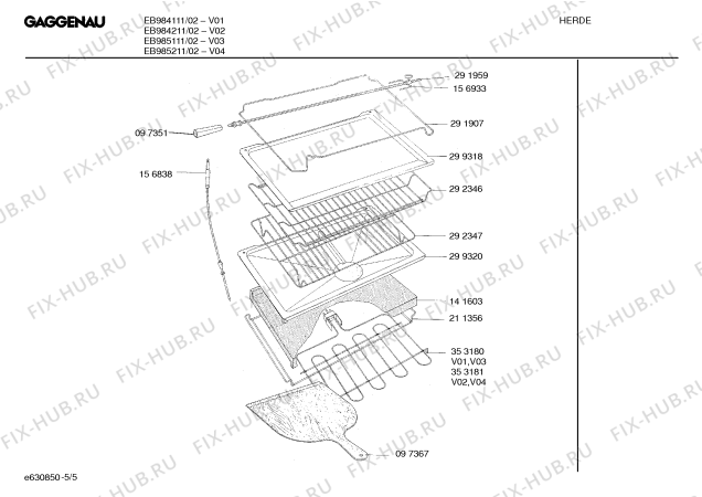 Схема №3 EB985111 с изображением Инструкция по эксплуатации Gaggenau для плиты (духовки) Bosch 00522581