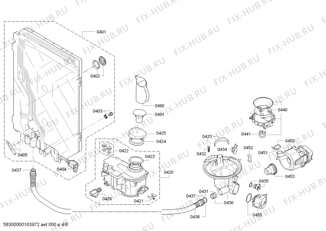 Взрыв-схема посудомоечной машины Bosch SMU50E55AU Classic electronic, Made in Germany - Схема узла 04