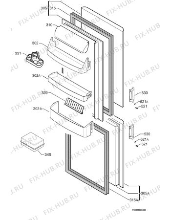 Взрыв-схема холодильника Electrolux ERB2435 - Схема узла Door 003
